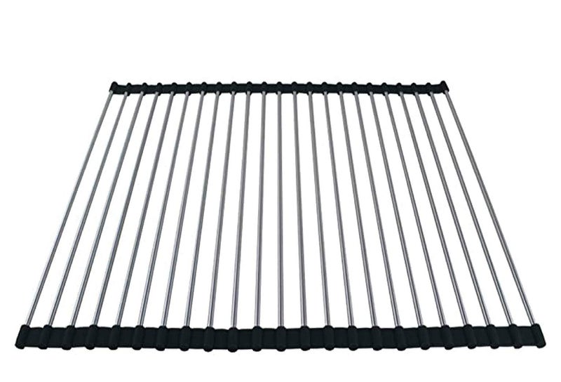 Ahyuan Roll up Dish Drying Rack Over The Sink Kitchen Roll up Sink Drying Rack Portable Dish Drainer Foldable Dish Drying Rack (Black, 20.5''X16.9'') - Image 1